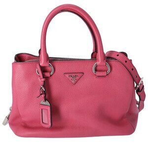 PRADA Triangle Logo Triple Compartment Satchel Handbag BN2853 Pink Leather